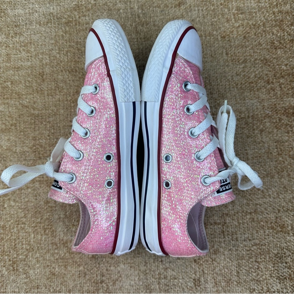 Converse Chuck Taylor All Star Pink Glitter Sneakers Girls Junior 2 - Picture 8 of 13